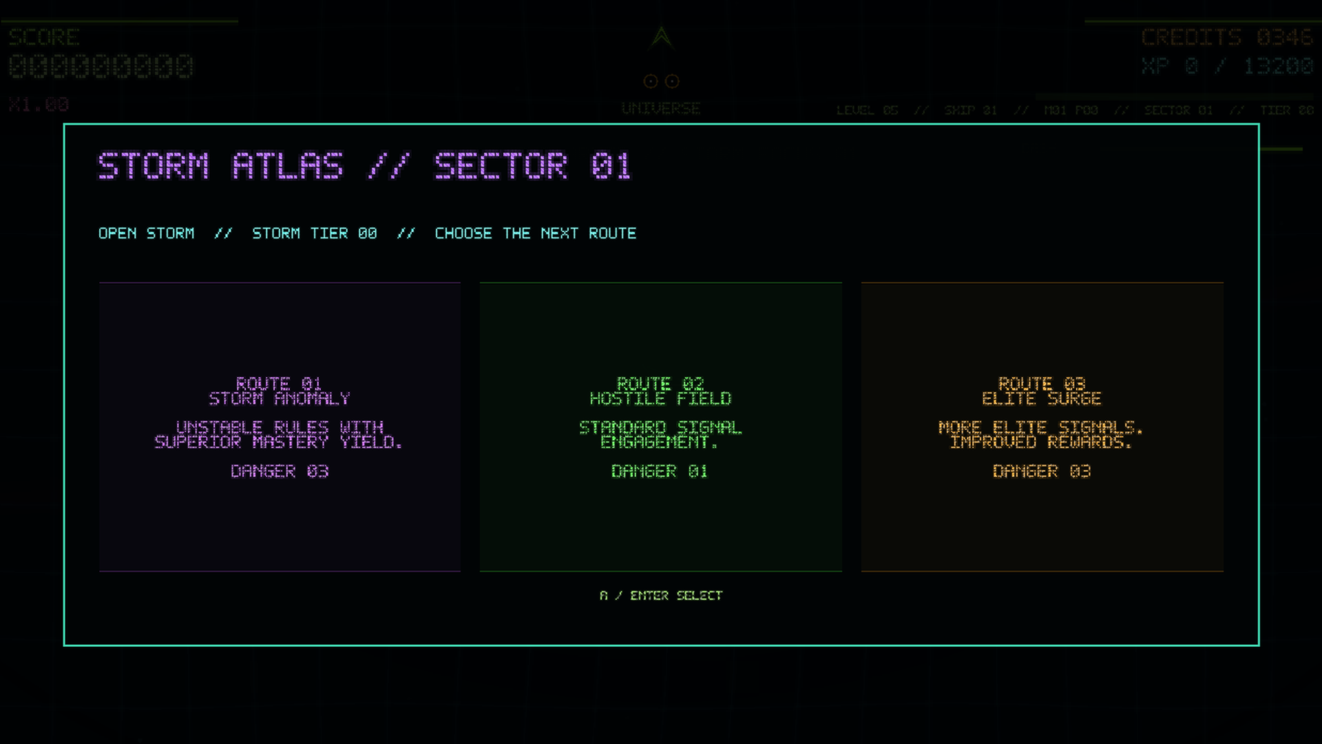 Universe Storm Atlas route selection